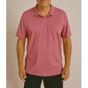 Vince Camuto Men's Pima Cotton Polo Shirt Short Sleeve Large Pink Casual Fall